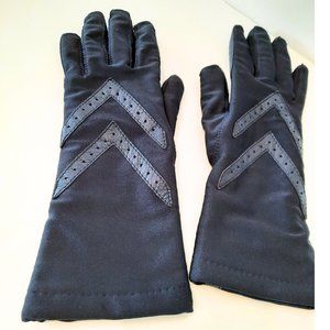 Vintage Isotoner Genuine Leather Womens Ladies Black Driving Gloves Knit Lined
